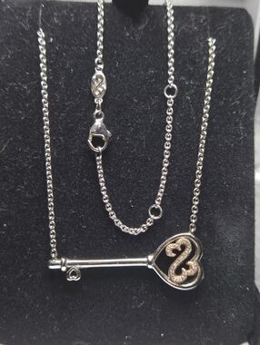 Jane Seymour 10k Rose Gold - Sterling & Genuine Diamond Open Heart Key Necklace